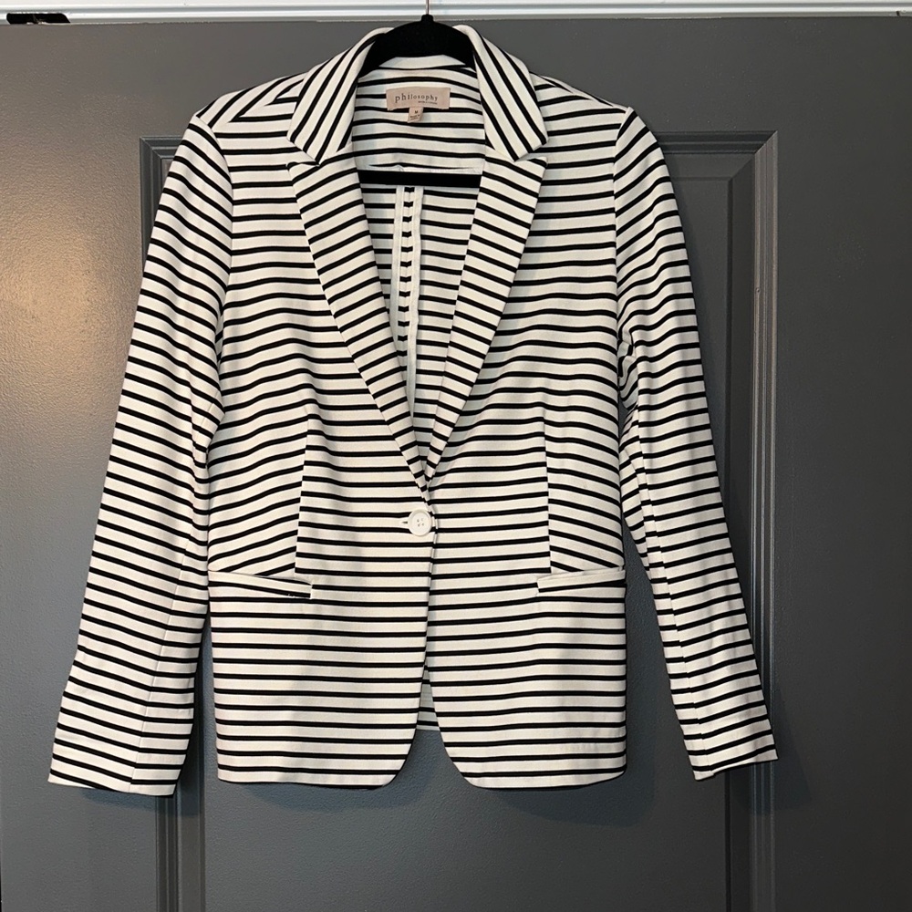 Philosophy Black and White Striped Blazer
